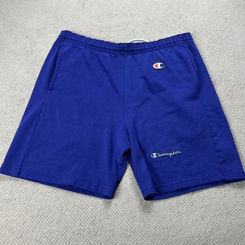 Vintage 1990s Champion Blue Athletic Gym Shorts Mens Medium Made in USA 90s